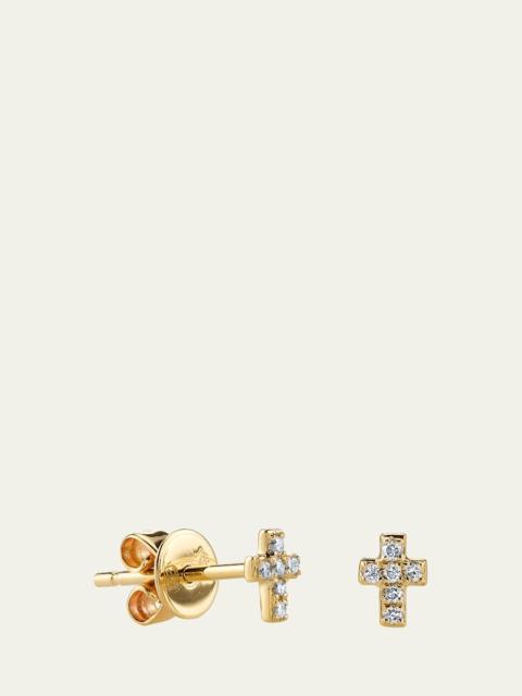 14K Yellow Gold Diamond Cross Earring, Single