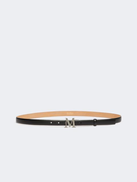 Leather belt with Monogram buckle - BLACK