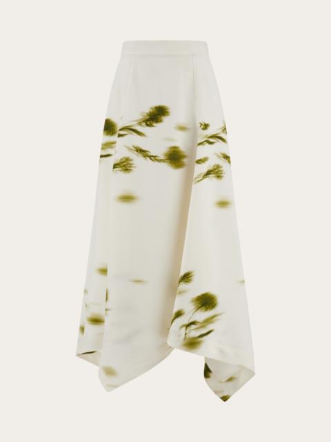 Blossom print handkerchief midi skirt