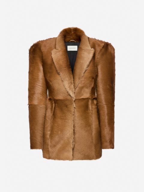 Hourglass fur-effect blazer in light brown