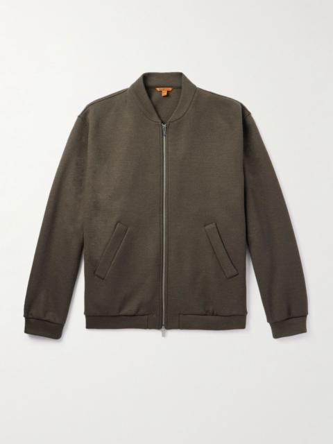 Virgin Wool-Blend Jersey Varsity Jacket Brown