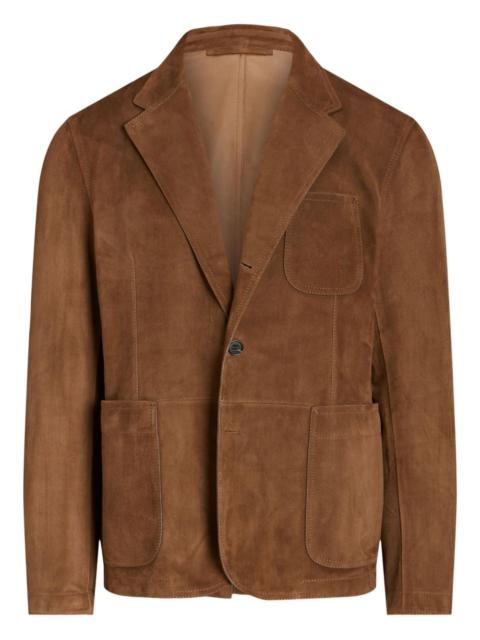 suede single-breasted blazer