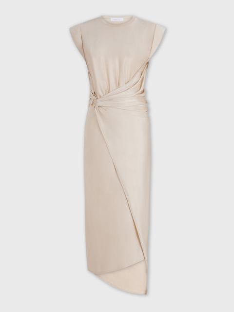 NUDE DRAPÉ PRESSION DRESS WITH SIGNATURE PIERCING