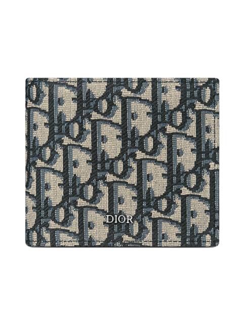 Dior Compact Wallet Beige and Black Dior Oblique Jacquard