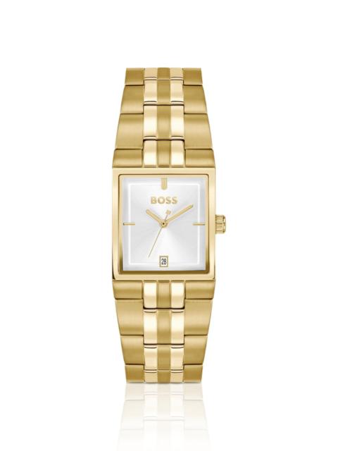 STRIVO GOLD-TONE WATCH WITH STRIPE DETAIL