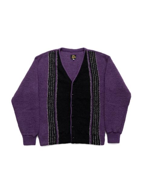 Knit Cardigan Crepe Weave Stripe - Purple