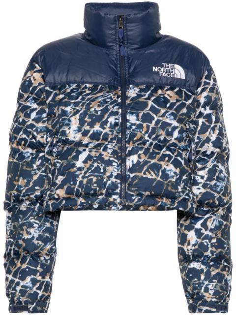 abstract-print quilted jacket