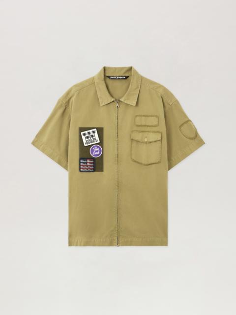 Military Patch Zipped Shirt
