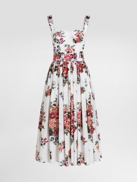 Flower bouquet-print cotton dress