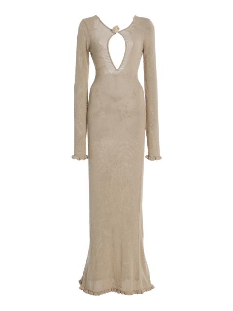 Open-Knit Cotton Maxi Dress grey