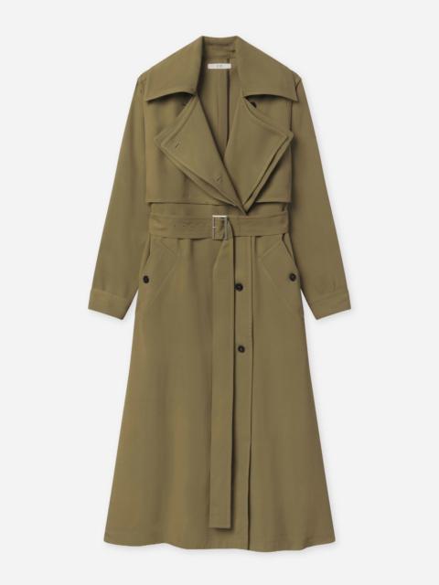 Double Layer Belted Trench in Viscose Twill
