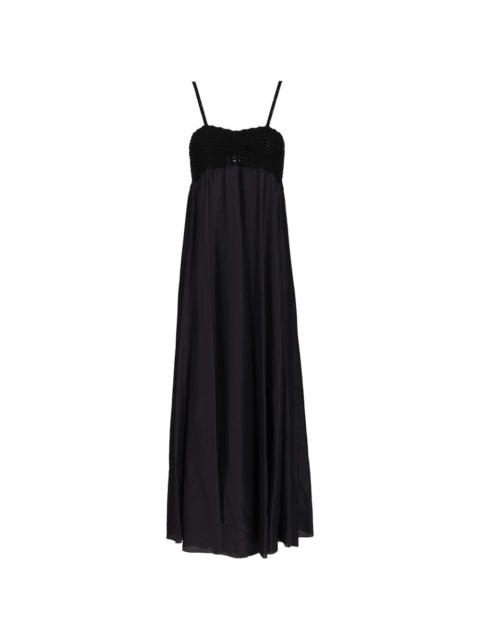 crochet bustier silk dress
