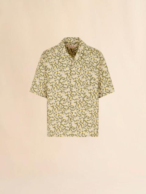GREEN POPLIN BOWLING SHIRT WITH VIBRATIONS PRINT