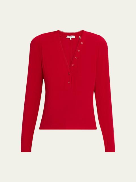 The Mesh Trim Ribbed Henley Top