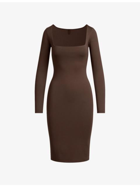 Smooth Layers Square-Neck Modal-Jersey Midi Dress