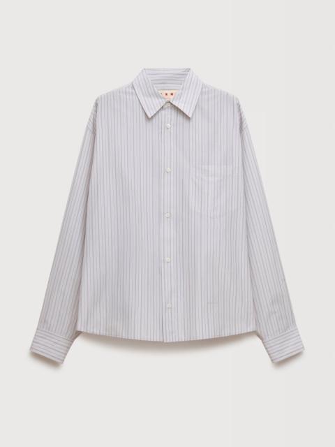 WHITE TECHNO POPLIN SHIRT WITH THIN STRIPE