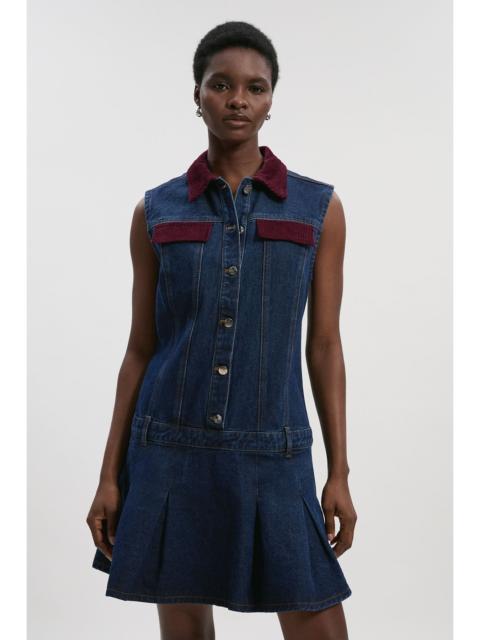 Denim and Cord Mix Mini Dress