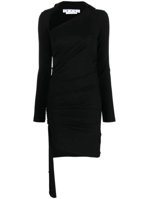 OFF-WHITE WOMEN Vi-Crepe Draped Mini Dress Black