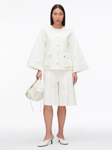 Collarless Trapeze Denim Jacket