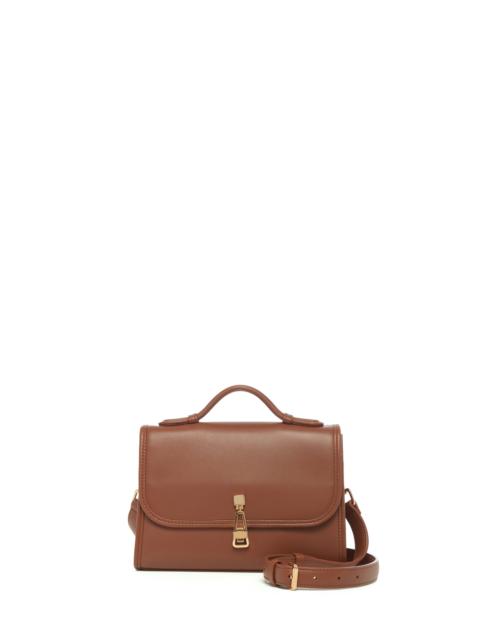 Small Leonora Flap Bag in Cognac Nappa Leather