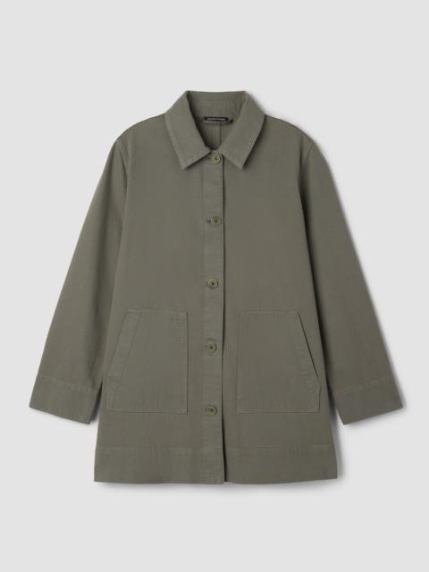 Garment-Dyed Utility Cotton Classic Collar Long Jacket