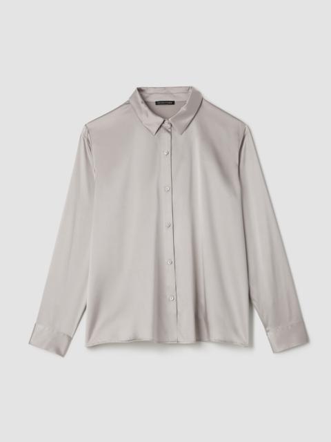 Stretch Silk Charmeuse Classic Collar Shirt
