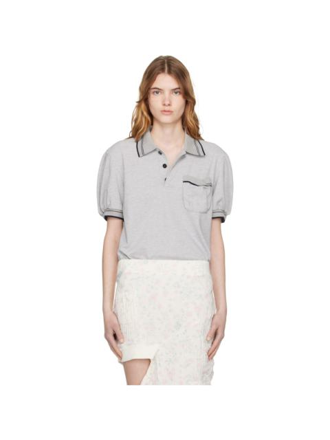 Gray Puffy Piqué Polo