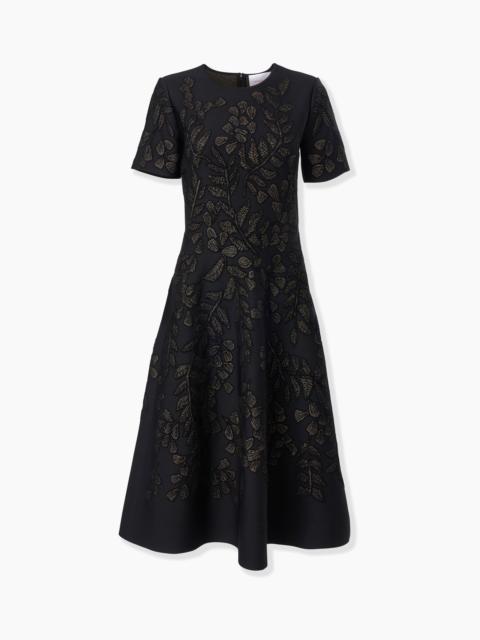 Gold-Leaf Jacquard Midi Dress