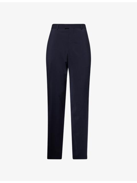 Straight-Leg Seersucker Wool-Blend Trousers