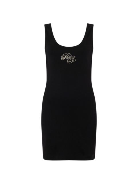 logo-strass mini dress