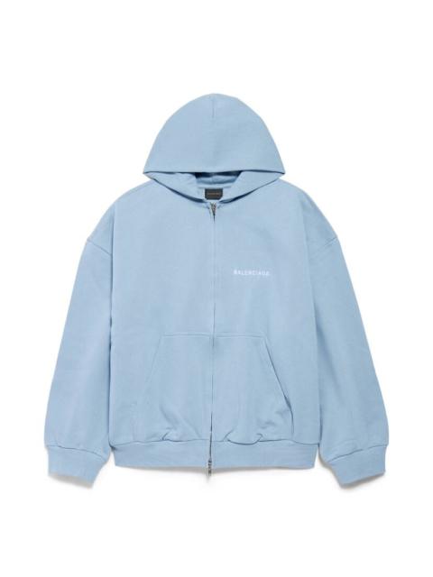 Men's Balenciaga Back Zip-up Hoodie Regular Fit in Light Blue/white