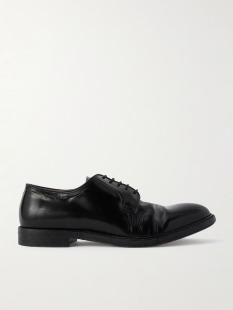 Love to Death Distressed Leather Derby Shoes Black