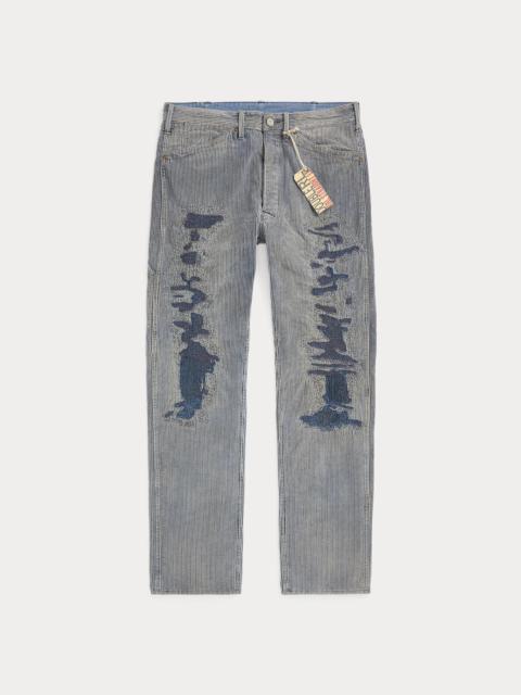 Straight Fit Distressed Corduroy Pant