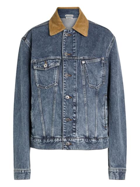 corduroy-collar denim jacket