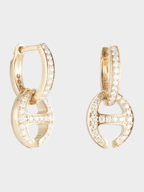 18K Yellow Gold Klasp Earrings with White Diamonds