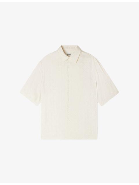 Square-Cross Short-Sleeve Woven Shirt