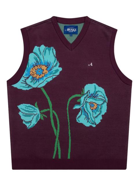 floral-intarsia sweater vest