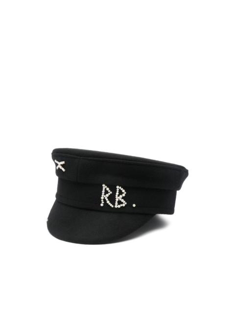 faux pearl-embellished Baker Boy cap