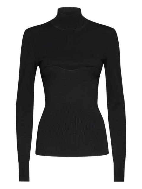 mock-neck ribbed top