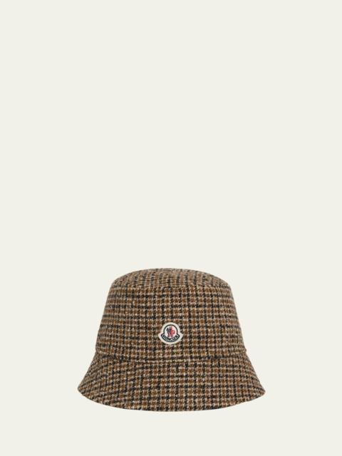 Plaid Logo Patch Bucket Hat