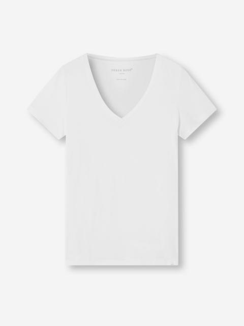 Women's V-Neck T-Shirt Lara Micro Modal Stretch White
