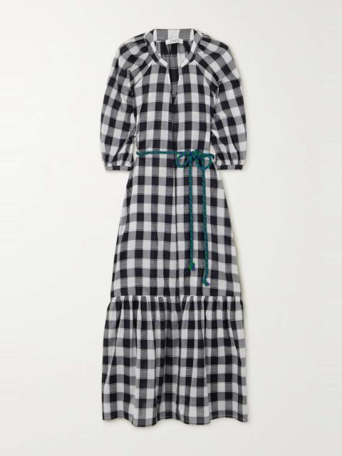 Memphis Chess belted gingham cotton-gauze midi wrap dress