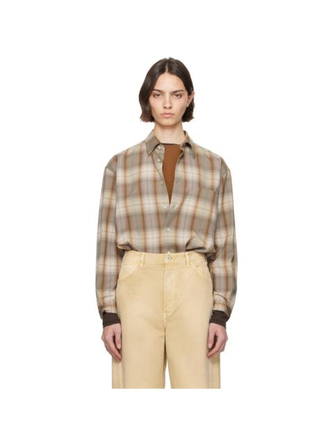 Brown & Gray Super Light Wool Check Shirt