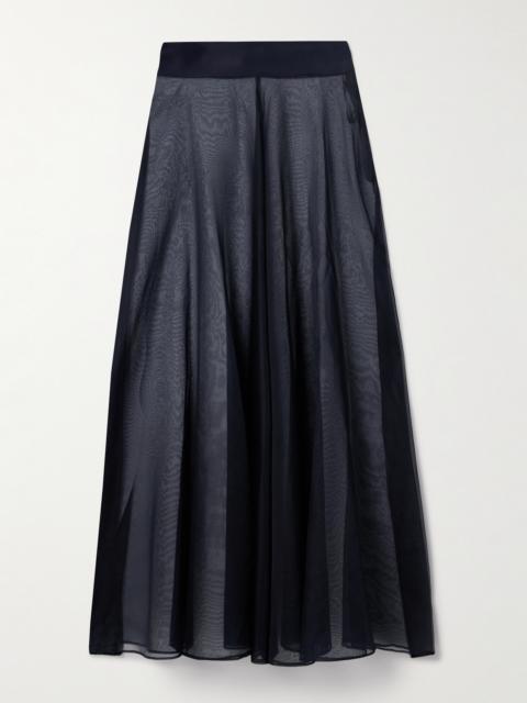 Aire Satin-trimmed Silk-organza Maxi Skirt