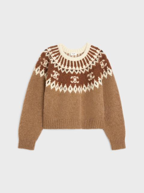 CELINE crew neck sweater in triomphe fair isle wool | REVERSIBLE