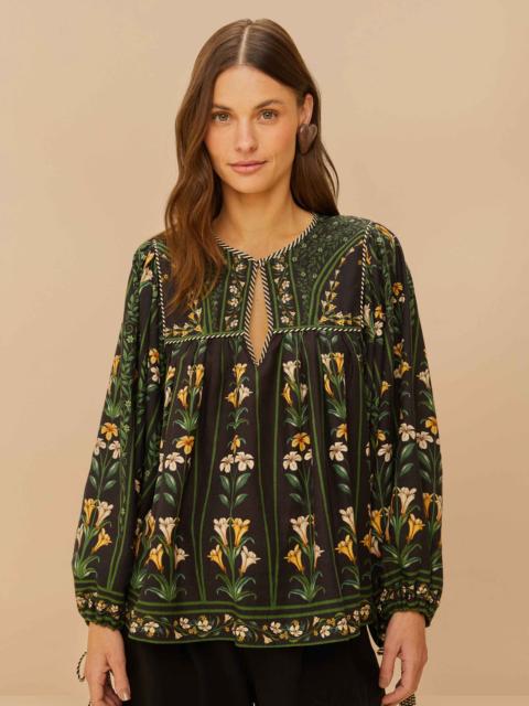 Black Flowers Arch Lenzing™ Ecovero™ Euroflax™ Blouse