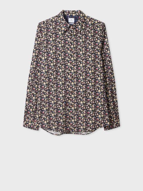 Black 'Good Fortune Floral' Tailored-Fit Shirt