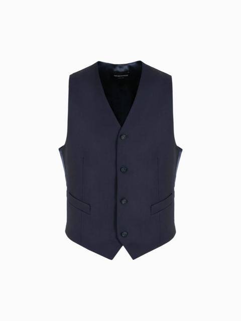 Single-breasted, worsted virgin-wool gilet