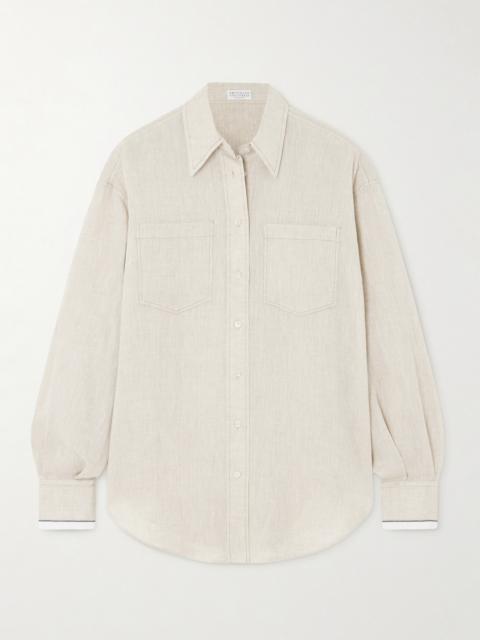 Bead-embellished Linen Shirt