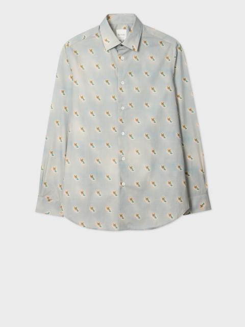 Tailored-Fit Blue 'Ditsy Fruit' Print Shirt